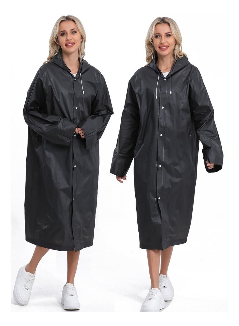 2 Piece Reusable Rain Ponchos For Adults, Raincoats Emergency For Women Men With Drawstring And Sleeves - Image 4